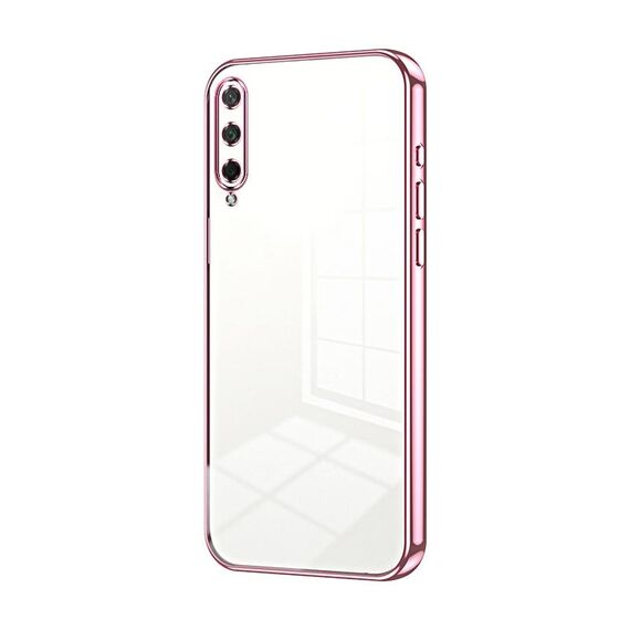 Custodia per telefono con foro fine con placcatura trasparente per Honor Play 3 (rosa)