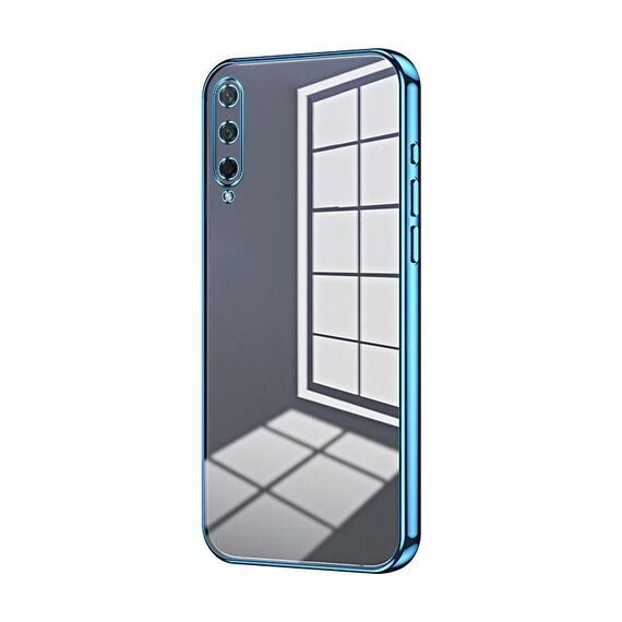 Custodia per telefono con foro fine con placcatura trasparente per Honor Play 3 (blu)