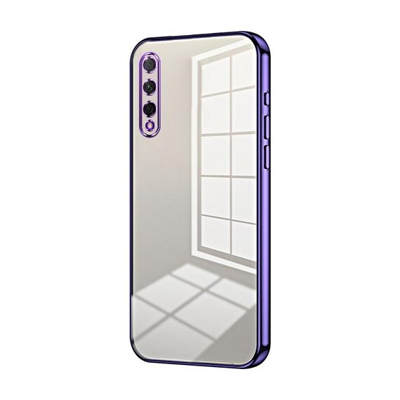 Custodia per telefono con foro fine con placcatura trasparente per Honor 9X Pro / Huawei Y9s (viola)