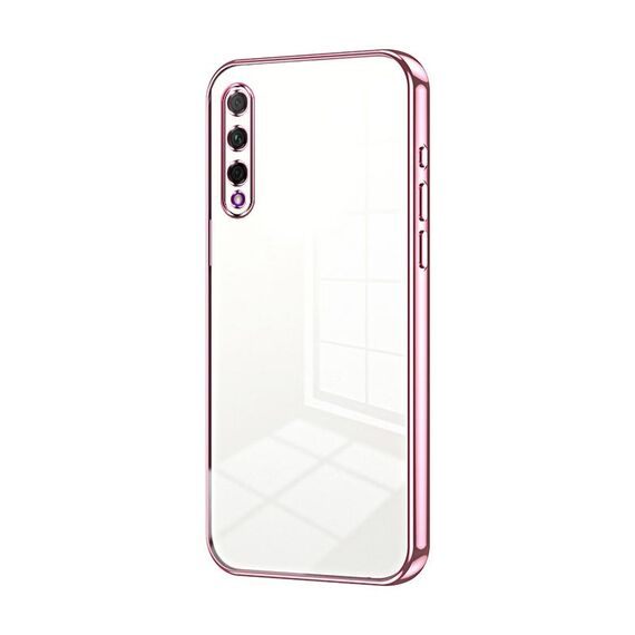 Custodia per telefono con foro fine con placcatura trasparente per Honor 9X Pro / Huawei Y9s (rosa)