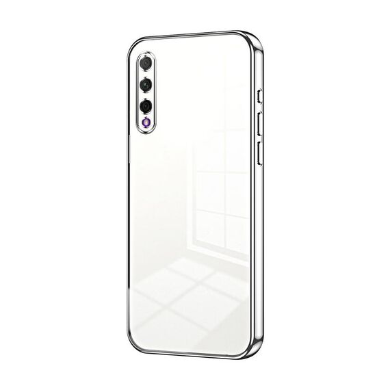 Custodia per telefono con foro fine con placcatura trasparente per Honor 9X Pro / Huawei Y9s (Argento)