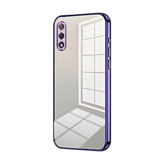 Custodia per telefono con foro fine con placcatura trasparente per Honor 9X (viola)