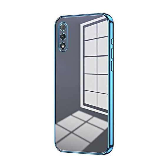 Custodia per telefono con foro sottile con placcatura trasparente per Honor 9X (blu)