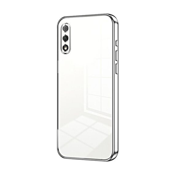 Custodia per telefono con foro fine con placcatura trasparente per Honor 9X (argento)