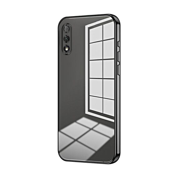 Custodia per telefono con foro sottile con placcatura trasparente per Honor 9X (nera)