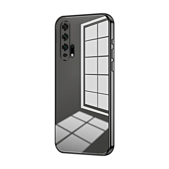 Per Honor 20 Pro Custodia per telefono con foro fine con placcatura trasparente (nera)