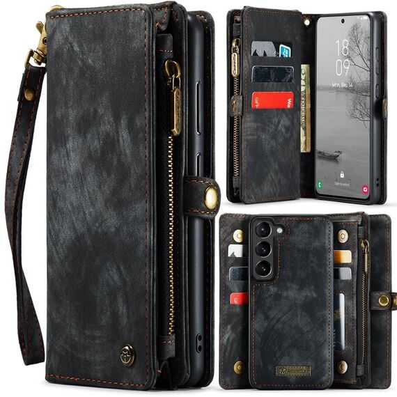 Custodia per telefono in pelle multifunzionale staccabile CaseMe 008 per Samsung Galaxy S24+ 5G (nera)