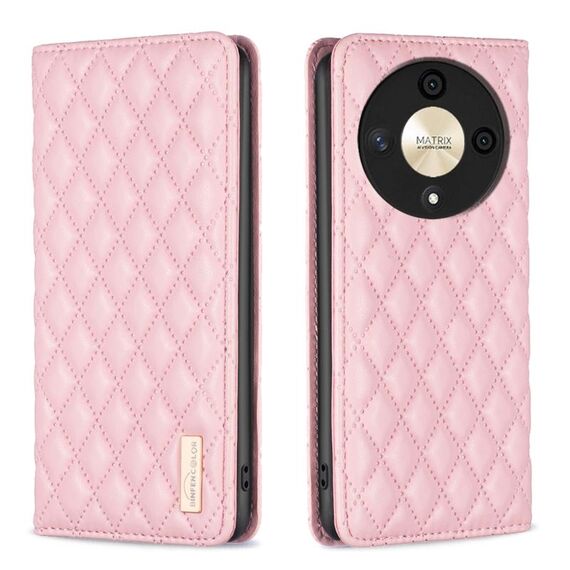 Per Honor X9b/Magic6 Lite 5G Custodia magnetica in pelle con reticolo di diamanti (rosa)