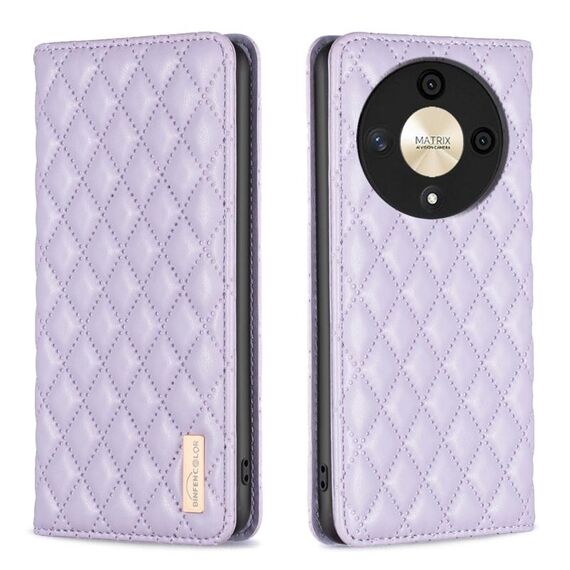 Per Honor X9b/Magic6 Lite 5G Custodia magnetica in pelle con reticolo diamantato (viola)