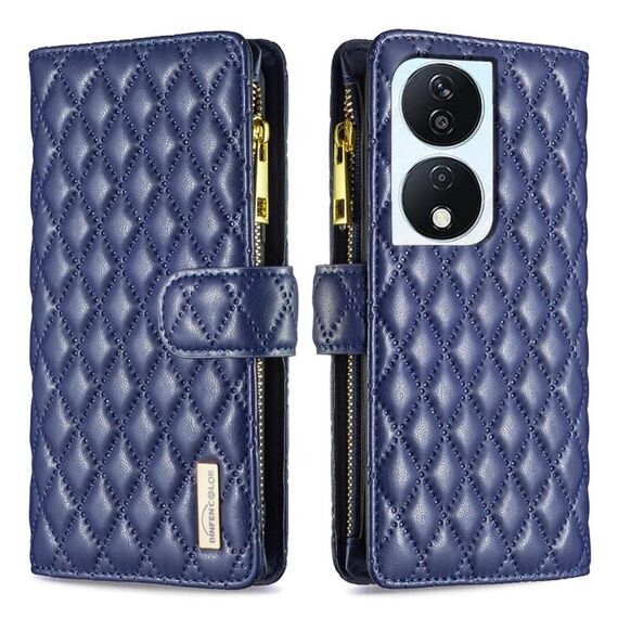 Per Honor X7b Diamond Lattice Zipper Portafoglio in pelle Flip Custodia per cellulare (Blu)