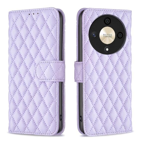 Per Honor X9b/Magic6 Lite 5G Diamond Lattice Portafoglio Custodia in pelle Flip (Viola)