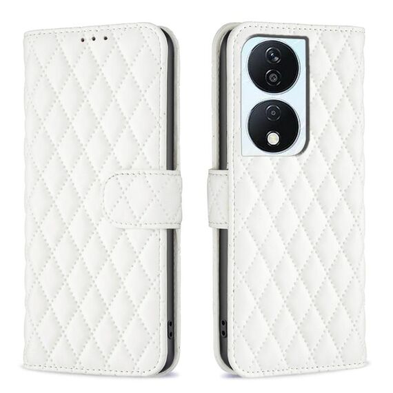 Per Honor X7b Diamond Lattice Portafoglio Flip Custodia in pelle per telefono (Bianco)