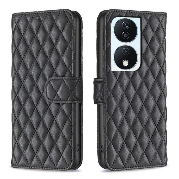Per Honor X7b Diamond Lattice Portafoglio Flip Custodia in pelle per telefono (Nero)