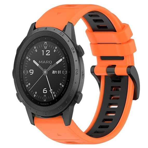 Per cinturino sportivo in silicone bicolore Garmin MARQ Commander da 22 mm (arancione + nero)