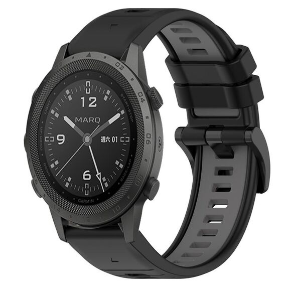 Per cinturino sportivo in silicone bicolore Garmin MARQ Commander da 22 mm (nero + grigio)