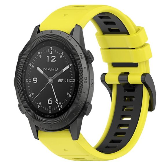 Per cinturino sportivo in silicone bicolore Garmin MARQ Commander da 22 mm (giallo + nero)