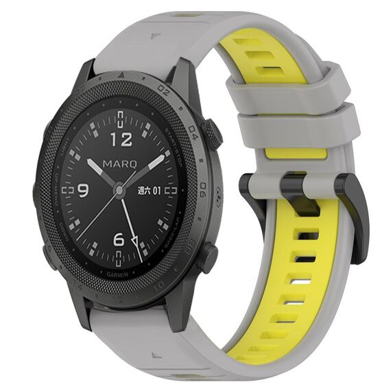 Per cinturino sportivo in silicone bicolore Garmin MARQ Commander da 22 mm (grigio + giallo)