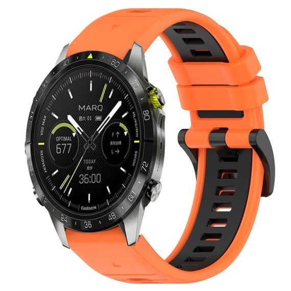 Per cinturino sportivo in silicone bicolore Garmin MARQ Athlete da 22 mm (arancione + nero)