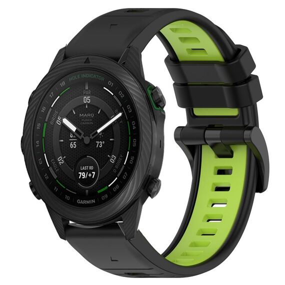 Per cinturino per orologio sportivo in silicone bicolore Garmin MARQ Golfer da 22 mm (nero + verde lime)