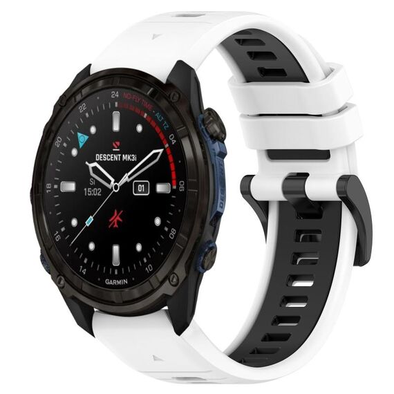 Per cinturino sportivo in silicone bicolore Garmin Descent Mk3i 43mm 20mm (bianco + nero)