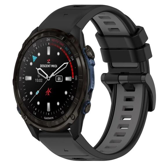 Per Garmin Descent Mk3i 43mm 20mm cinturino sportivo in silicone bicolore (nero + grigio)