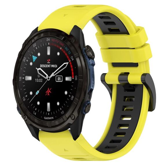 Per Garmin Descent Mk3i 43mm 20mm cinturino sportivo in silicone bicolore (giallo + nero)