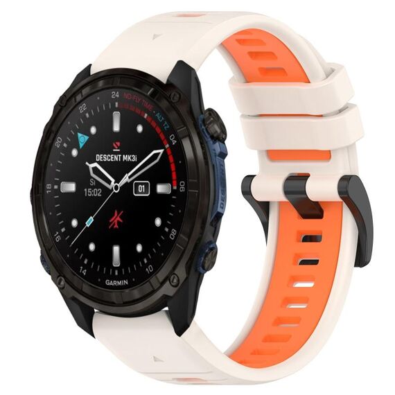 Per cinturino sportivo in silicone bicolore Garmin Descent Mk3i 43mm 20mm (Starlight + arancione)