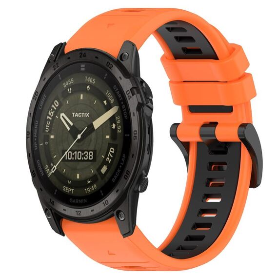 Per cinturino sportivo in silicone bicolore Garmin Tactix 7 AMOLED da 26 mm (arancione + nero)