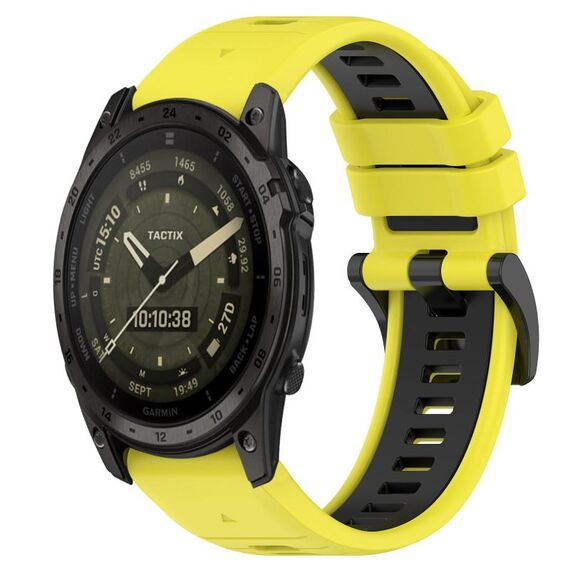 Per cinturino sportivo in silicone bicolore Garmin Tactix 7 AMOLED da 26 mm (giallo + nero)