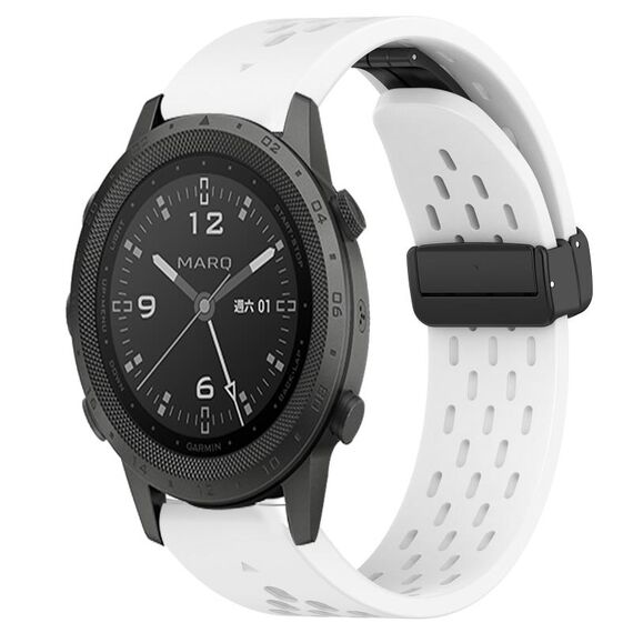 Per cinturino in silicone Garmin MARQ Commander da 22 mm con foro per fibbia pieghevole (bianco)