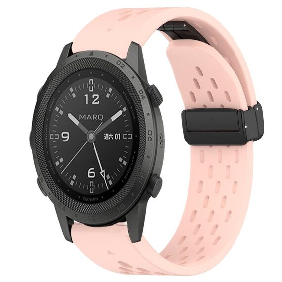 Per cinturino in silicone Garmin MARQ Commander da 22 mm con foro per fibbia pieghevole (rosa)