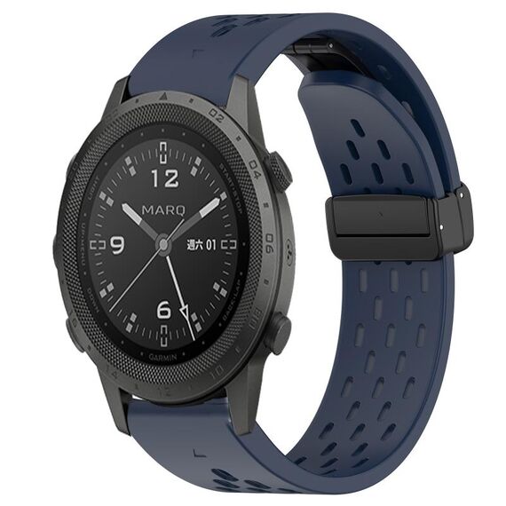 Per cinturino in silicone Garmin MARQ Commander con foro per fibbia pieghevole da 22 mm (blu notte)