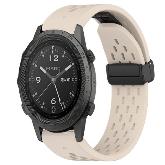 Per cinturino in silicone Garmin MARQ Commander da 22 mm con foro per fibbia pieghevole (colore Starlight)