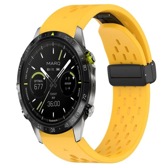Per cinturino in silicone con foro per fibbia pieghevole Garmin MARQ atleta da 22 mm (giallo)