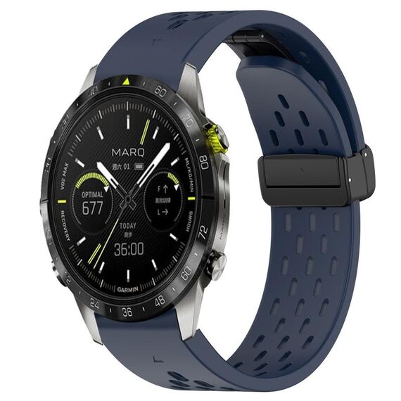 Per cinturino in silicone con foro per fibbia pieghevole Garmin MARQ atleta da 22 mm (blu notte)