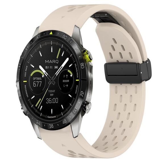 Per cinturino in silicone Garmin MARQ Athlete da 22 mm con foro per fibbia pieghevole (colore Starlight)