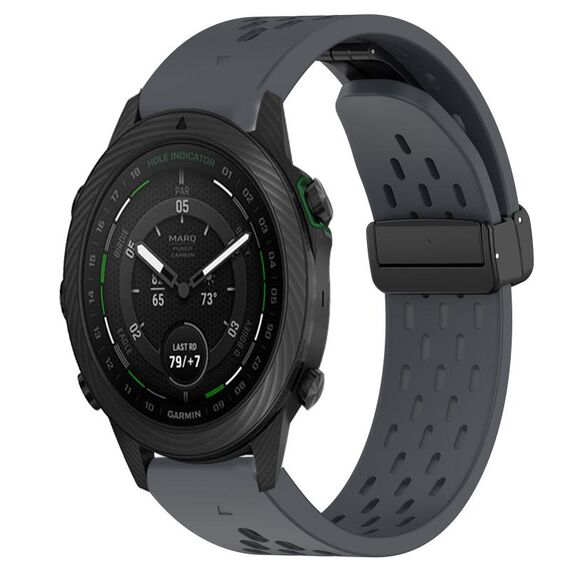 Per Garmin MARQ Golfer cinturino in silicone con foro per fibbia pieghevole da 22 mm (grigio scuro)