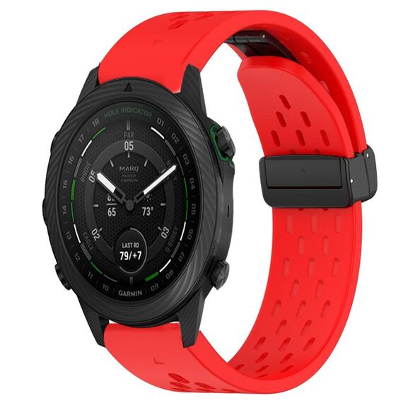 Per Garmin MARQ Golfer cinturino in silicone con foro per fibbia pieghevole da 22 mm (rosso)