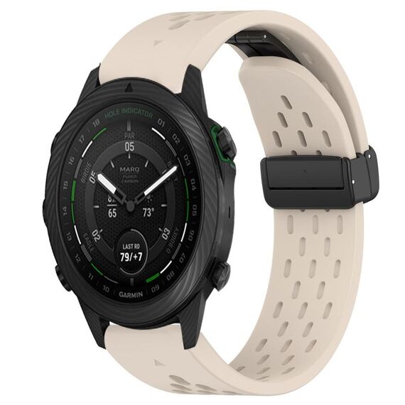 Per Garmin MARQ Golfer cinturino in silicone con foro per fibbia pieghevole da 22 mm (colore Starlight)