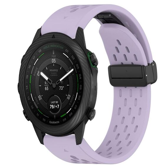 Per cinturino in silicone con foro per fibbia pieghevole Garmin MARQ Golfer da 22 mm (viola)