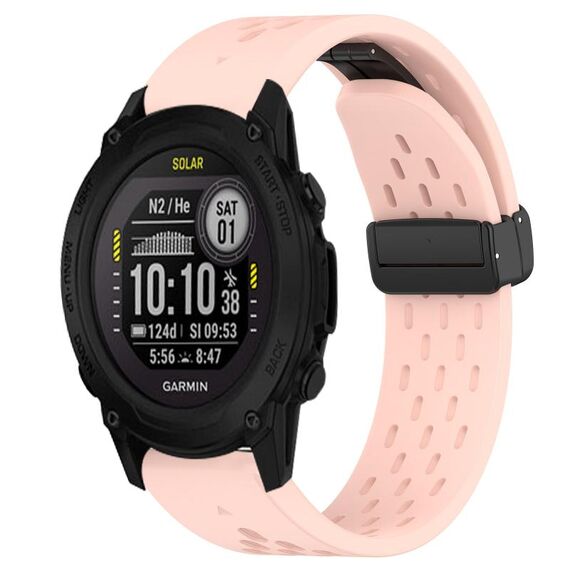Per cinturino in silicone Garmin Descent G1 Solar da 22 mm con foro per fibbia pieghevole (rosa)