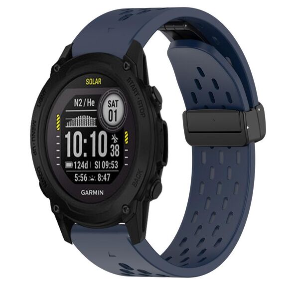 Per cinturino in silicone con foro per fibbia pieghevole Garmin Descent G1 Solar da 22 mm (blu notte)