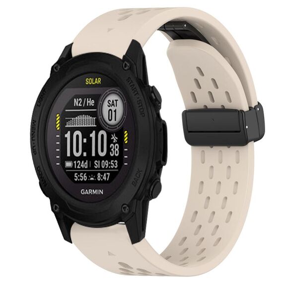 Per cinturino in silicone con foro per fibbia pieghevole Garmin Descent G1 Solar da 22 mm (colore Starlight)