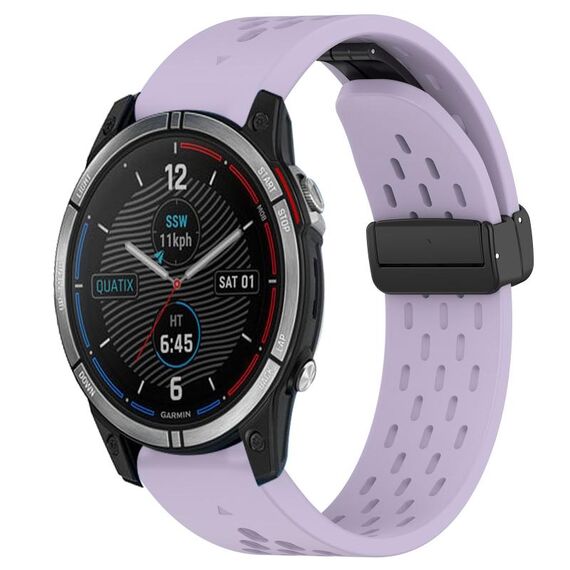 Per cinturino in silicone con foro per fibbia pieghevole Garmin Quatix 7 da 22 mm (viola)