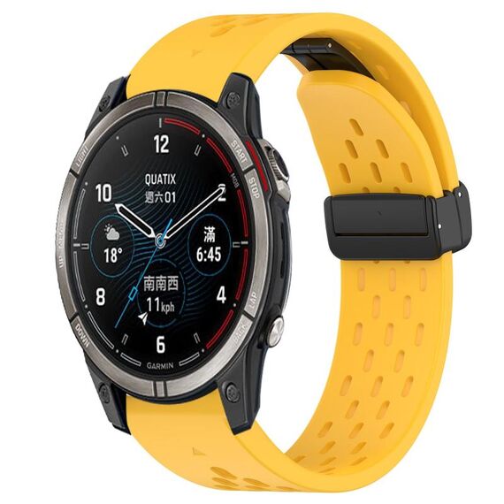 Per cinturino in silicone Garmin Quatix 7 Pro da 22 mm con foro per fibbia pieghevole (giallo)