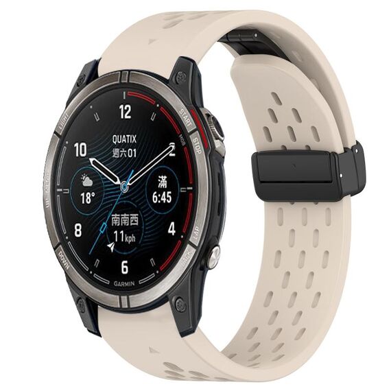 Per cinturino in silicone Garmin Quatix 7 Pro da 22 mm con foro per fibbia pieghevole (colore Starlight)