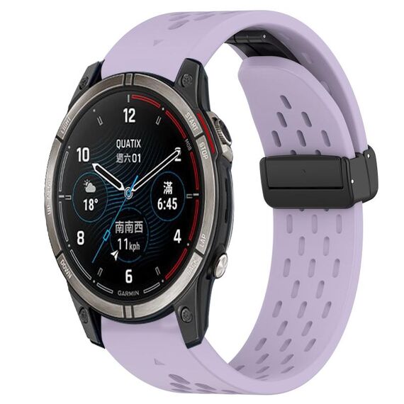 Per cinturino in silicone con foro per fibbia pieghevole Garmin Quatix 7 Pro da 22 mm (viola)