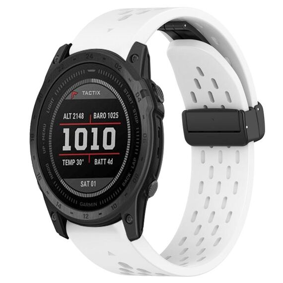 Per cinturino in silicone con foro per fibbia pieghevole Garmin Tactix 7 da 26 mm (bianco)