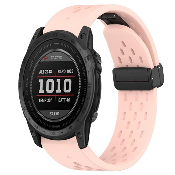 Per cinturino in silicone con foro per fibbia pieghevole Garmin Tactix 7 da 26 mm (rosa)