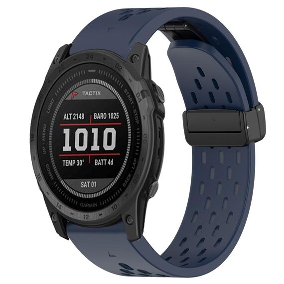 Per cinturino in silicone con foro per fibbia pieghevole Garmin Tactix 7 da 26 mm (blu notte)